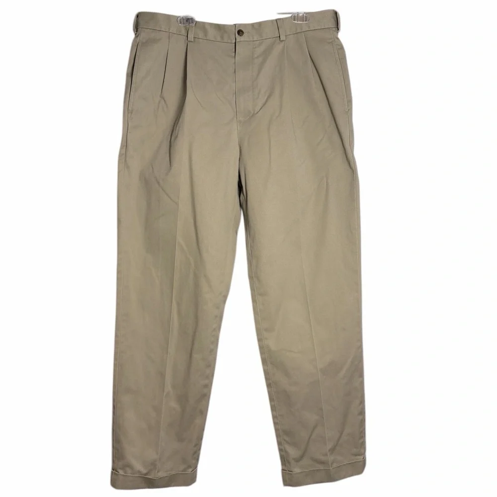 Brooks Brothers Advantage Chino Elliot Khaki Cuffed Pants‎ 36 x 32